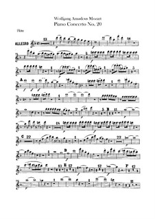 Concerto for Piano and Orchestra No.20 in D Minor, K.466: Flute part by Wolfgang Amadeus Mozart