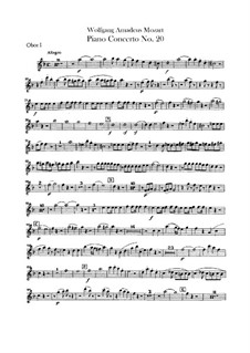 Concerto for Piano and Orchestra No.20 in D Minor, K.466: Oboes parts by Wolfgang Amadeus Mozart
