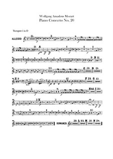 Concerto for Piano and Orchestra No.20 in D Minor, K.466: Trumpets parts by Wolfgang Amadeus Mozart