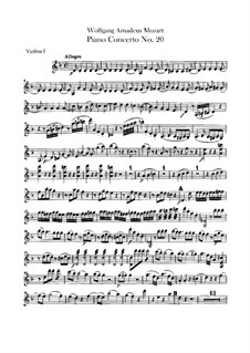 Concerto for Piano and Orchestra No.20 in D Minor, K.466: Violin I part by Wolfgang Amadeus Mozart