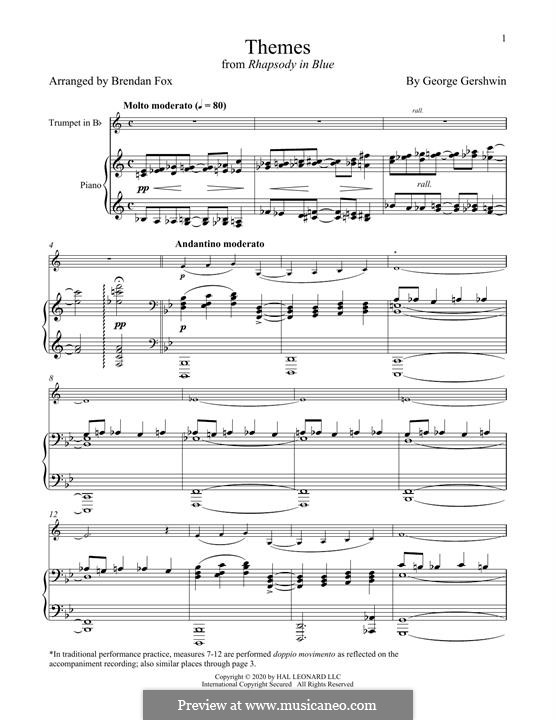 Instrumental version: For trumpet and piano by George Gershwin