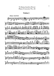 Concerto for Piano and Orchestra No.21 in C Major, K.467: Violin I part by Wolfgang Amadeus Mozart