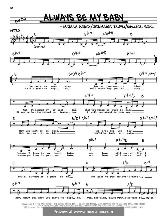 Always Be My Baby: Melody line by Jermaine Dupri, Manuel Seal, Mariah Carey