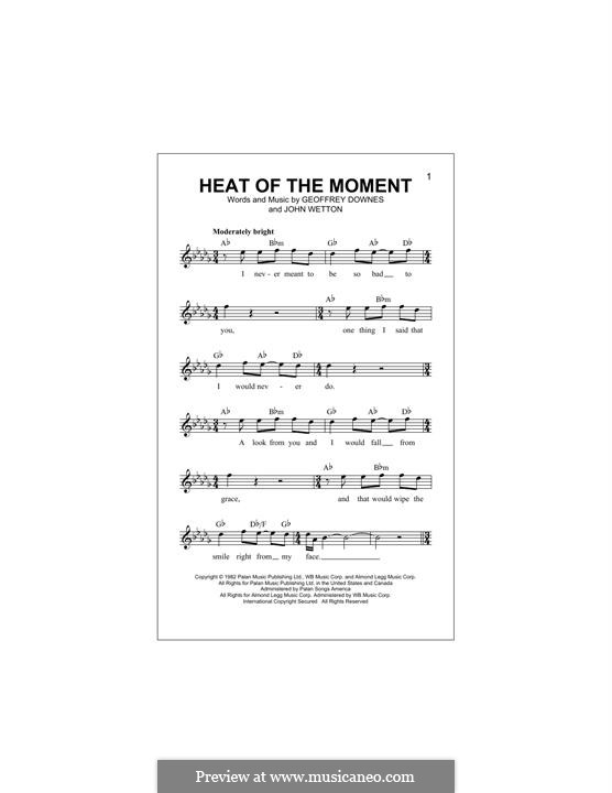 Heat of the Moment (Asia): For keyboard by Geoffrey Downes, John Wetton