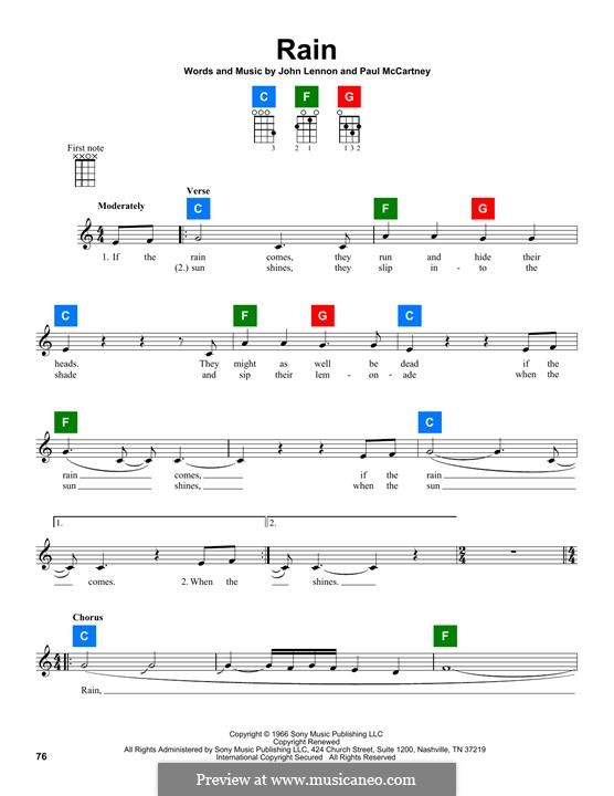 Rain (The Beatles): For ukulele by John Lennon, Paul McCartney