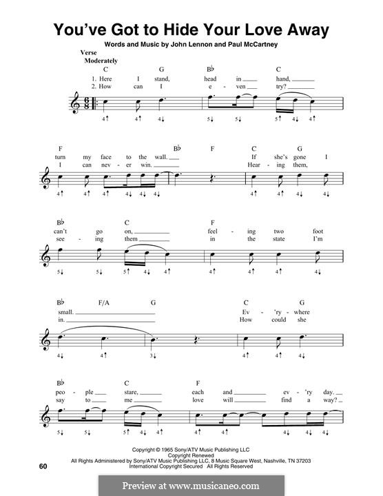 You've Got To Hide Your Love Away (Guitar Chords/Lyrics) - Sheet Music