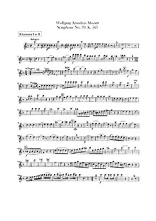 Symphony No.39 in E Flat Major, K.543: Clarinets parts by Wolfgang Amadeus Mozart