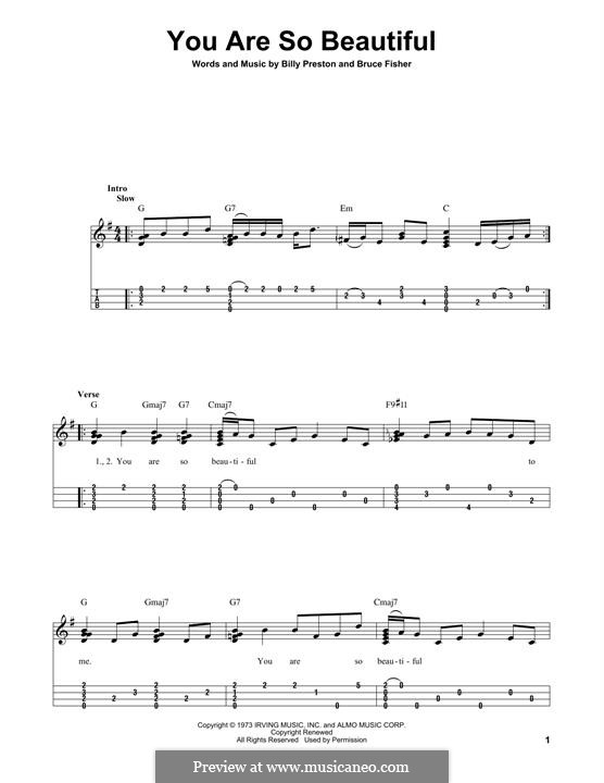 You Are So Beautiful (Joe Cocker): For ukulele by Billy Preston, Bruce Fisher