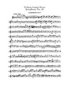 Complete Movements: Clarinets parts by Wolfgang Amadeus Mozart