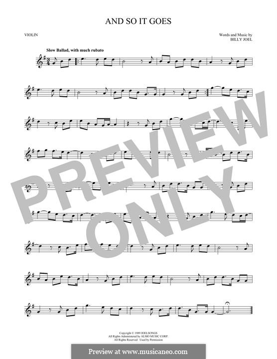 And So It Goes: For violin by Billy Joel