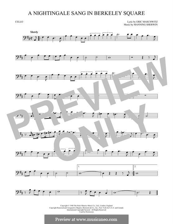 A Nightingale Sang in Berkeley Square: For cello by Eric Maschwitz, Manning Sherwin