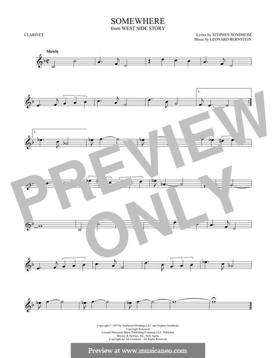 Somewhere (from West Side Story): For clarinet by Leonard Bernstein