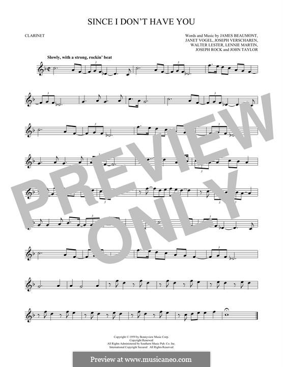 Since I Don't Have You: For clarinet by Joseph Rock, John Taylor, Lennie Martin, Walter Lester