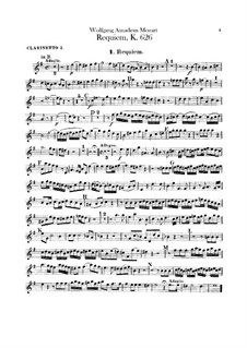 Complete Movements: Clarinets parts by Wolfgang Amadeus Mozart