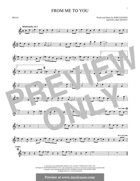 From Me to You (The Beatles): For glockenspiel by John Lennon, Paul McCartney