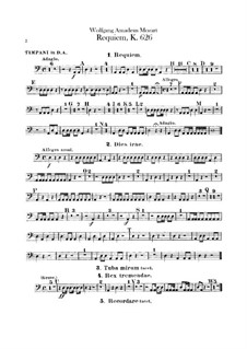 Complete Movements: Timpani part by Wolfgang Amadeus Mozart