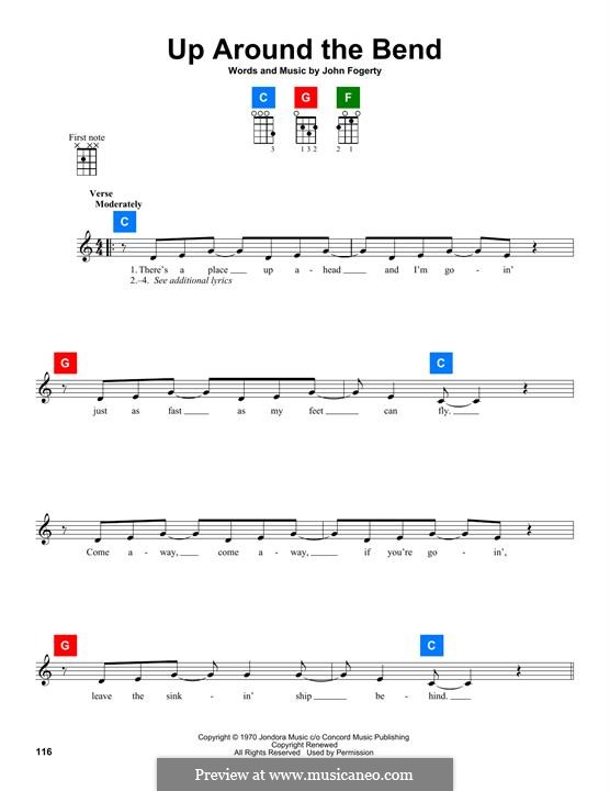Up Around the Bend (Creedence Clearwater Revival): For ukulele by John C. Fogerty