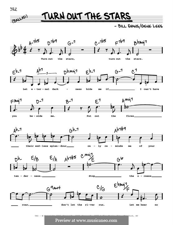 Turn Out the Stars by B. Evans - sheet music on MusicaNeo