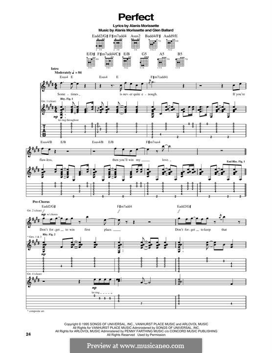 Perfect (from Jagged Little Pill The Musical): For guitar with tab by Alanis Morissette, Glen Ballard