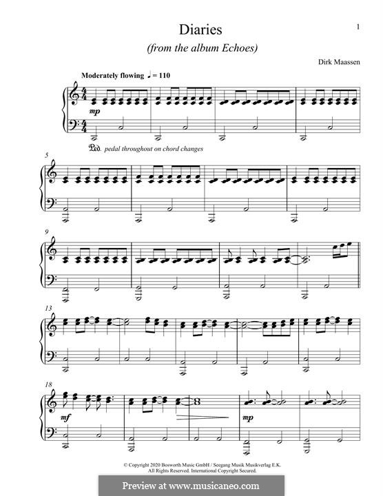 Diaries by D. Maassen sheet music on MusicaNeo
