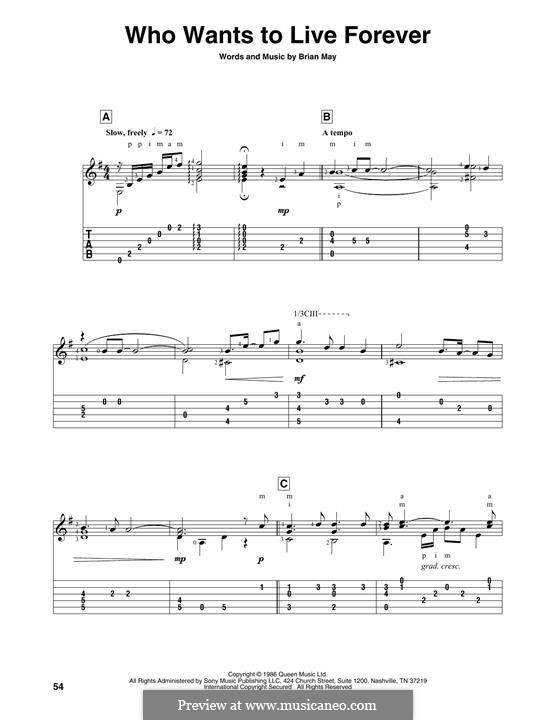 Who Wants to Live Forever? (Queen): For guitar by Brian May