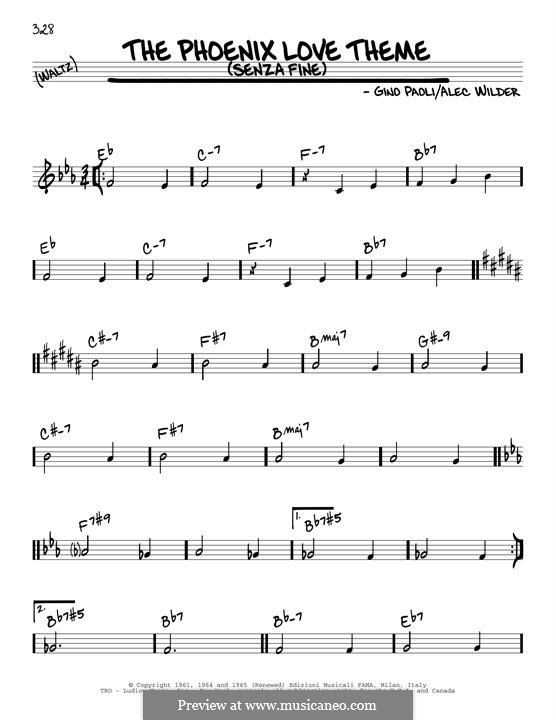 The Phoenix Love Theme (Senza Fine): Melody line by Gino Paoli