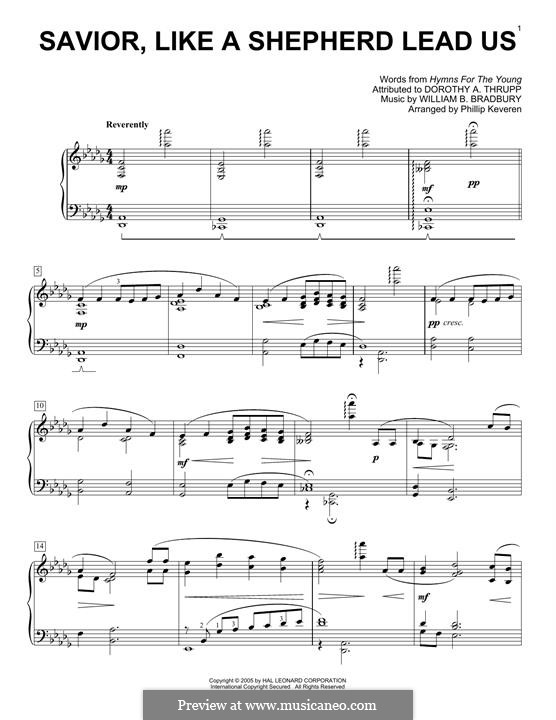Savior, Like a Shepherd Lead Us: For piano (jazz version) by William Batchelder Bradbury