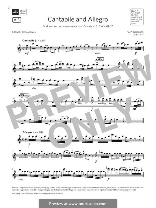Cantabile and Allegro (from Sonata in C): Cantabile and Allegro (from Sonata in C) by Georg Philipp Telemann