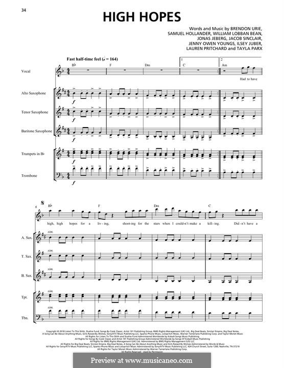 High Hopes (Panic! At The Disco): Transcribed score by Brendon Urie, Jonas Jeberg, Sam Hollander, Jacob Sinclair, William Lobban-Bean