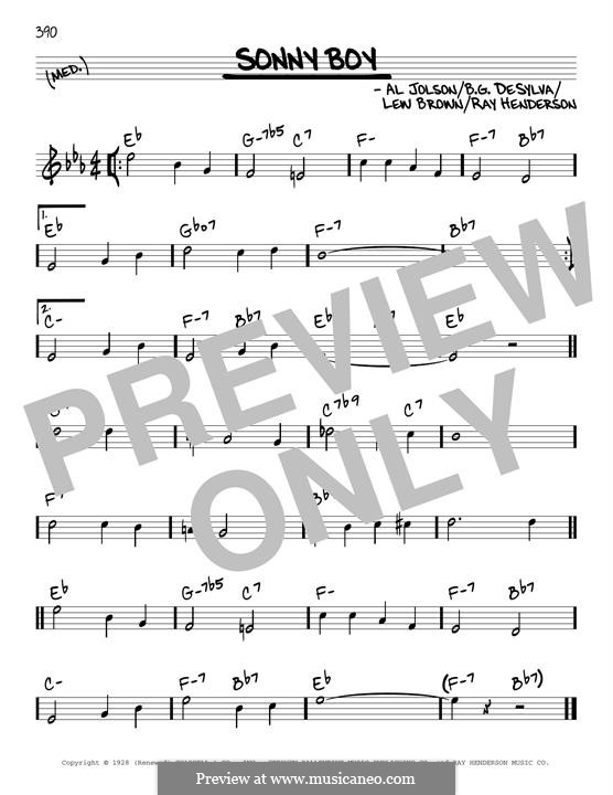 Sonny Boy (Al Jolson): Melody line by Buddy Gard DeSylva, Ray Henderson, Al Jolson, Lew Brown