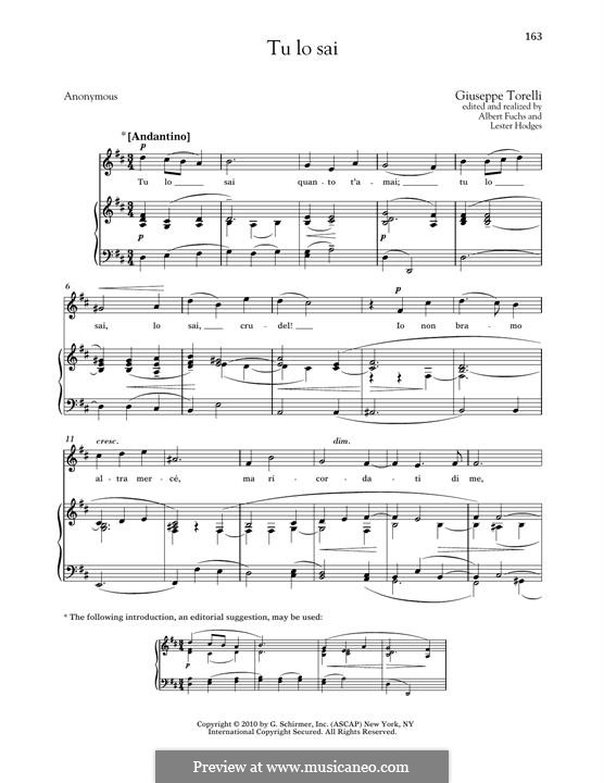 Tu lo sai (You Know): For voice and piano by Giuseppe Torelli