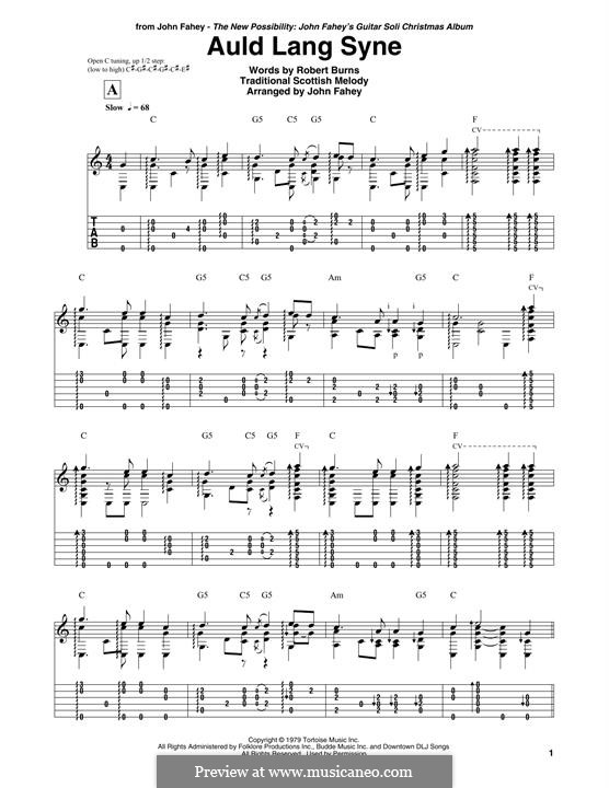 Vocal-instrumental version (printable scores): For guitar by folklore
