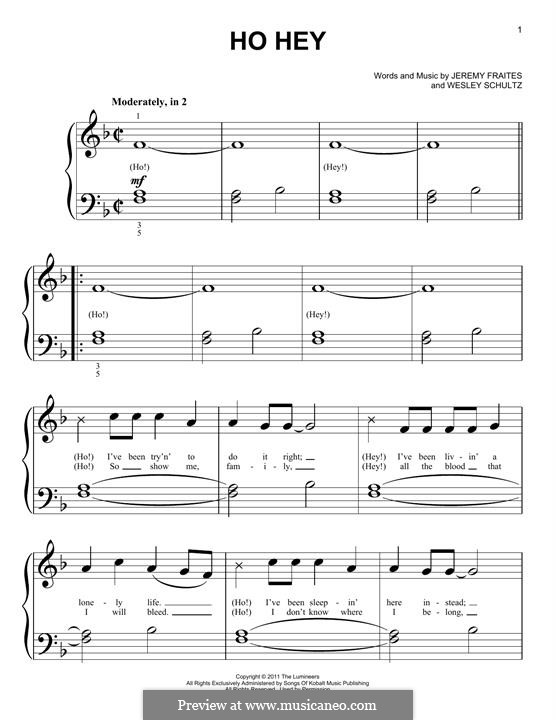 Ho Hey (The Lumineers): For piano by Jeremy Fraites, Wesley Schultz