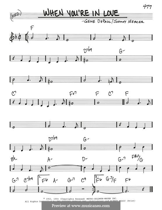 When You're in Love: Melody line by Gene de Paul
