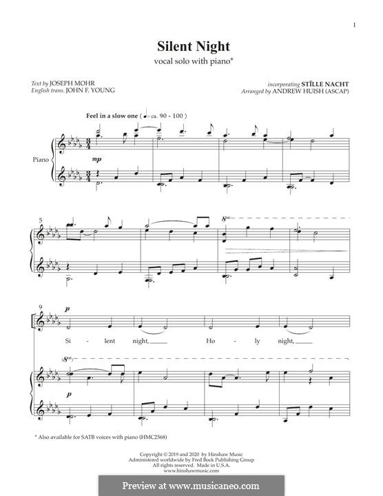 Vocal version: For voice and piano by Franz Xaver Gruber