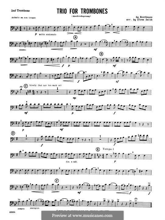 Trio for Trombones (Abschiedsgesang): 2nd Trombone part by Ludwig van Beethoven