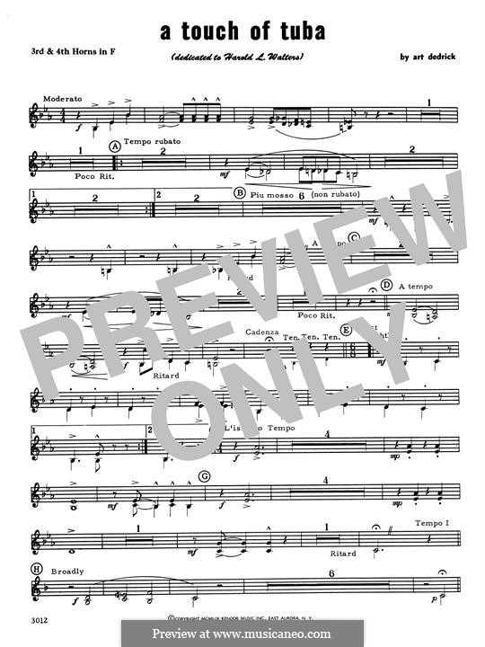 A Touch of Tuba: F Horn 3 & 4 part by Art Dedrick