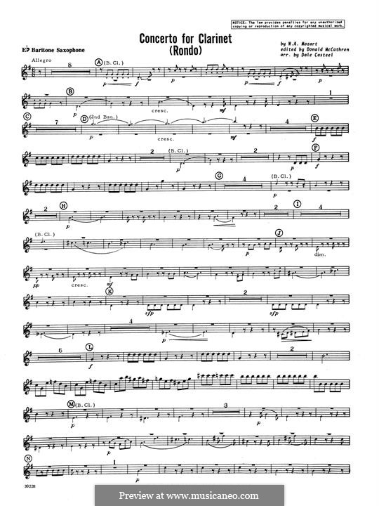 Movement 3: Eb Baritone Saxophone part by Wolfgang Amadeus Mozart