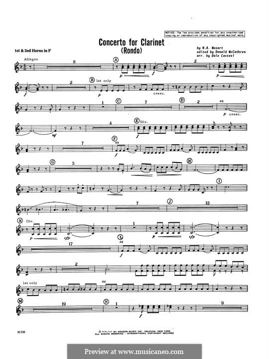 Movement 3: Horn 1 & 2 part by Wolfgang Amadeus Mozart