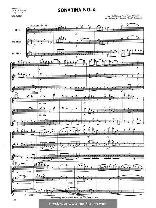 Sonatina for Piano in C Major No.6: Full Score by Wolfgang Amadeus Mozart