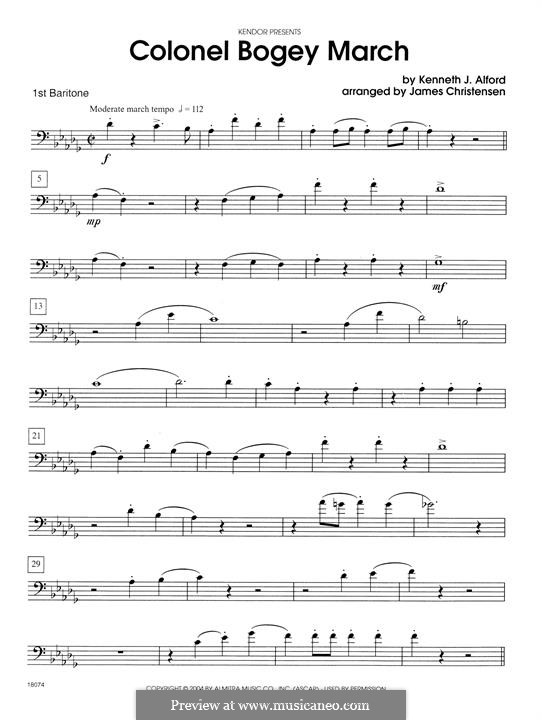 Colonel Bogey March: 1st Baritone B.C. part by Kenneth J. Alford