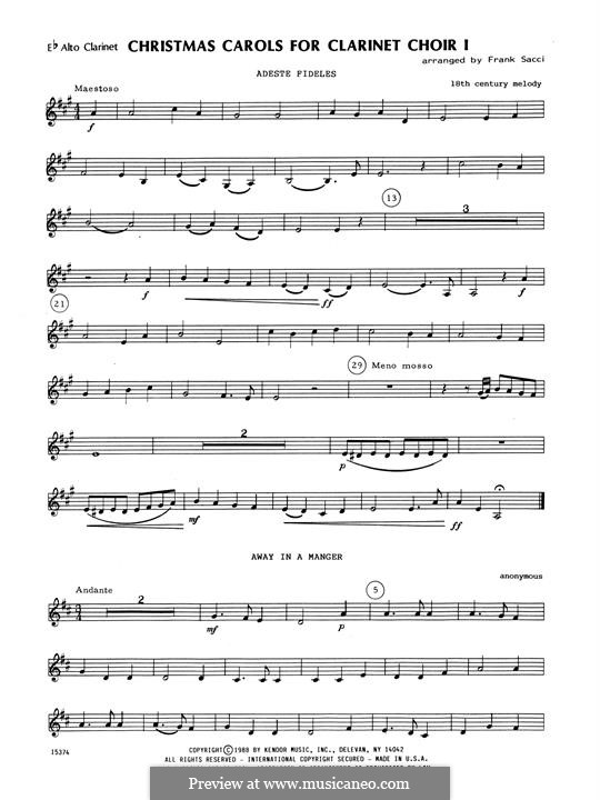 Christmas Carols For Clarinet Choir I: Eb Alto Clarinet part by folklore