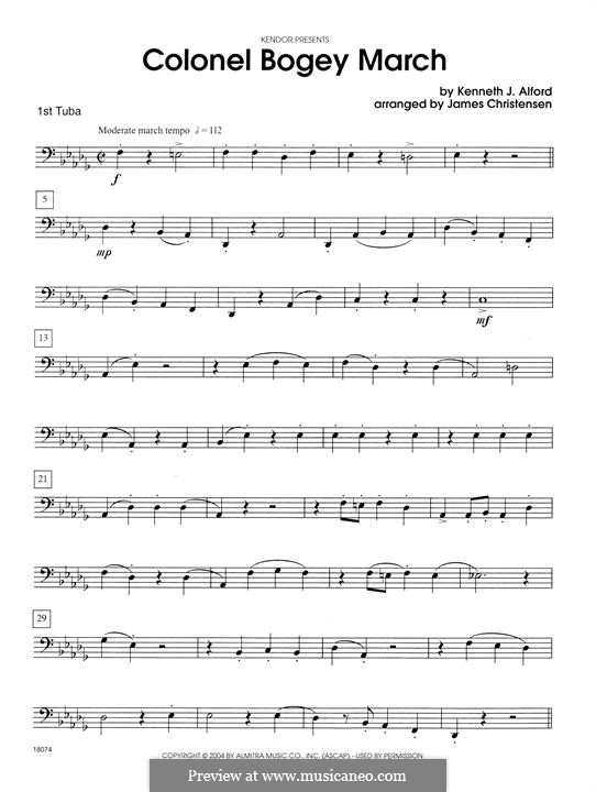 Colonel Bogey March: Tuba 1 part by Kenneth J. Alford