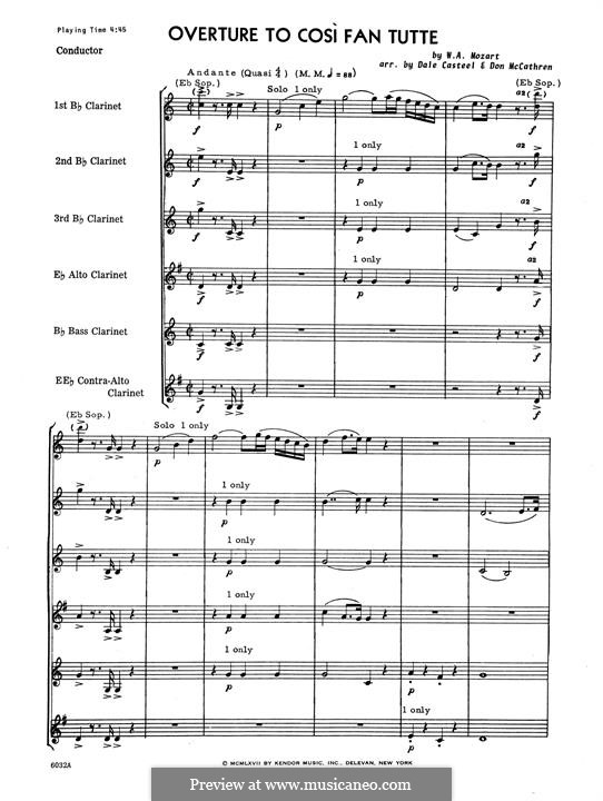 Overture: For clarinet quartet – full score by Wolfgang Amadeus Mozart