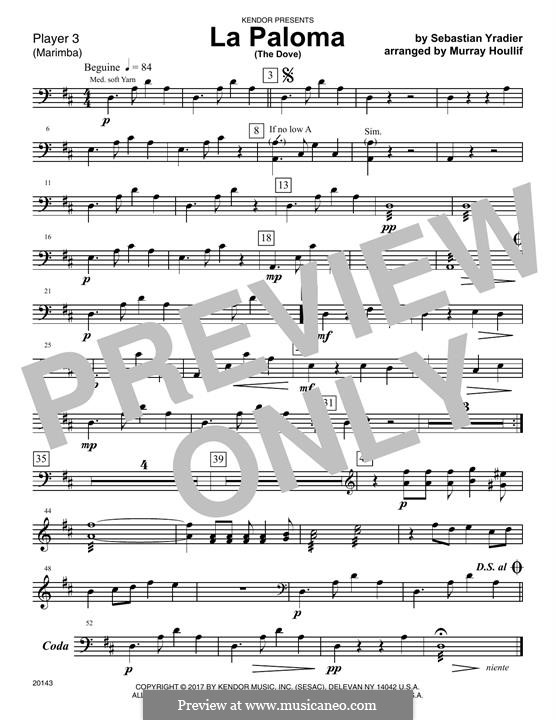 La Paloma (The Dove): Percussion 3 (Murray Houllif) by Sebastián Yradier
