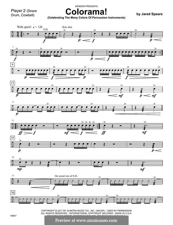 Colorama! (Celebrating The Many Colors Of Percussion Instruments): Percussion 2 part by Jared Spears