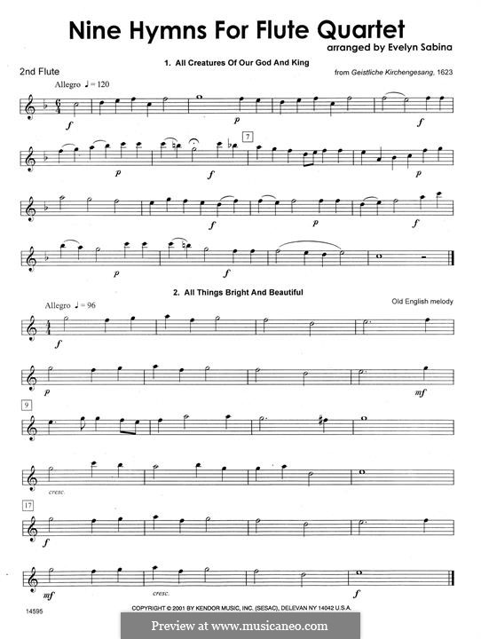 Nine Hymns For Flute Quartet: 2nd Flute part by folklore