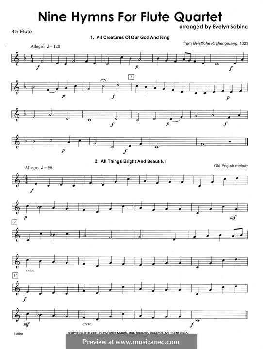 Nine Hymns For Flute Quartet: 4th Flute part by folklore