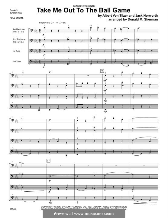 Take Me Out to the Ball Game: For brass ensemble – full score by Albert von Tilzer