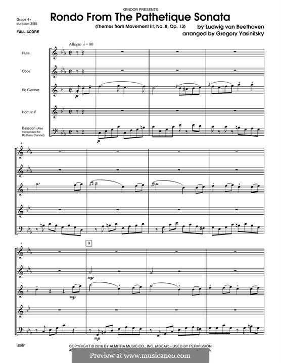 Movement III: Themes, for woodwind ensemble – full score by Ludwig van Beethoven